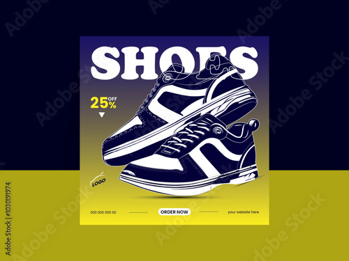 Vector fashion shoes brand product Social media banner post template.