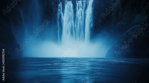 Waterfall in a Dramatic Landscape