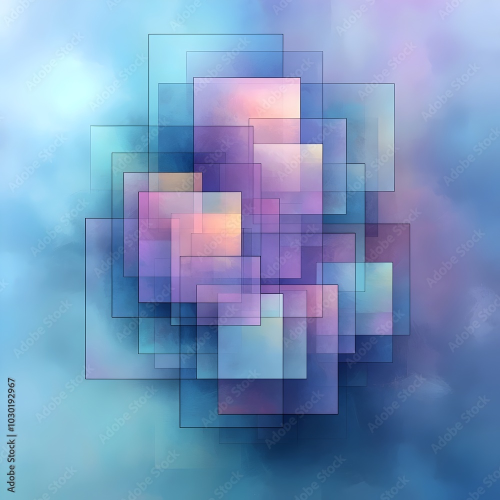 Abstract geometric shapes in blue, purple and pink hues. Abstract geometric shapes in blue, purple and pink hues.