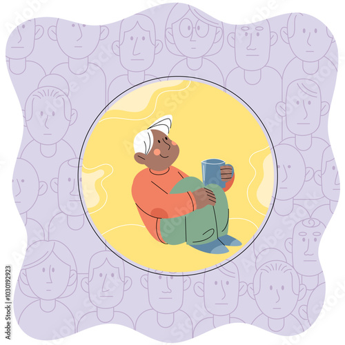 Introvert vector illustration. Introverted individuals appreciate value of solitude for personal growth The introvert metaphor compares socializing to strange and uncomfortable journey Alone time