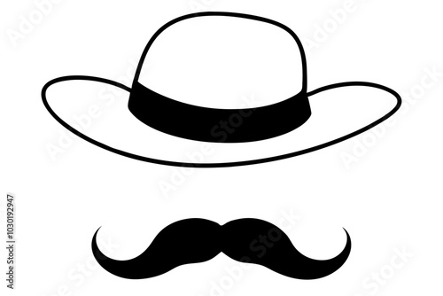 Mustache And Hat | isolated vector illustration on white background