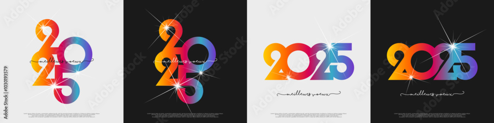 Bonne année - meilleurs vœux 2025 - vecteur pour affiche, bannière, salutation et célébration du nouvel an 2025.
