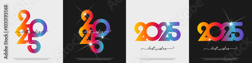 Wallpaper Mural Happy new year - best wishes 2025 with colorful truncated number. Perfect vector for poster, banner, greeting and new year 2025 celebration. Torontodigital.ca