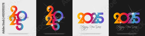 Happy new year - best wishes 2025 with colorful truncated number. Perfect vector for poster, banner, greeting and new year 2025 celebration.