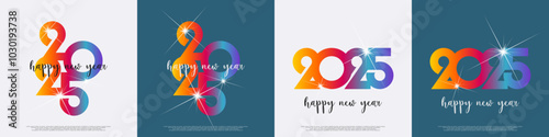 Happy new year - best wishes 2025 with colorful truncated number. Perfect vector for poster, banner, greeting and new year 2025 celebration.