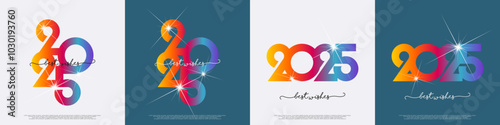 Happy new year - best wishes 2025 with colorful truncated number. Perfect vector for poster, banner, greeting and new year 2025 celebration.