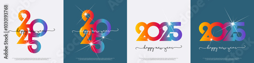Happy new year - best wishes 2025 with colorful truncated number. Perfect vector for poster, banner, greeting and new year 2025 celebration.