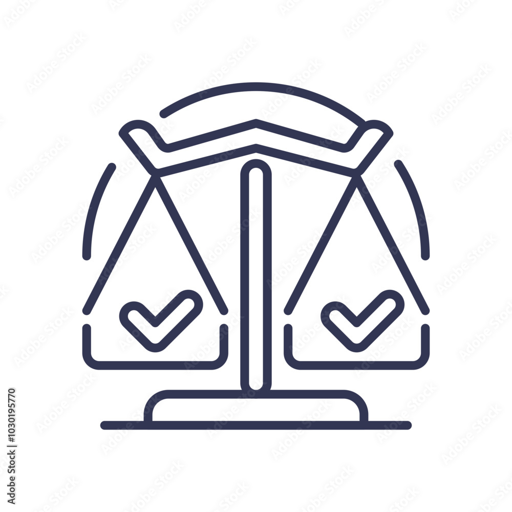 Scales with check marks symbolize fairness and balance. Scales with check marks symbolize fairness and balance.