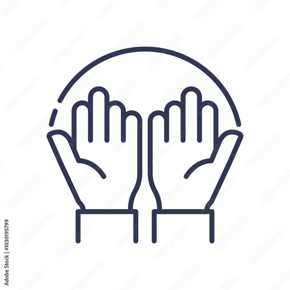 Two hands under a protective arc symbolize inclusivity and support. Two hands under a protective arc symbolize inclusivity and support.