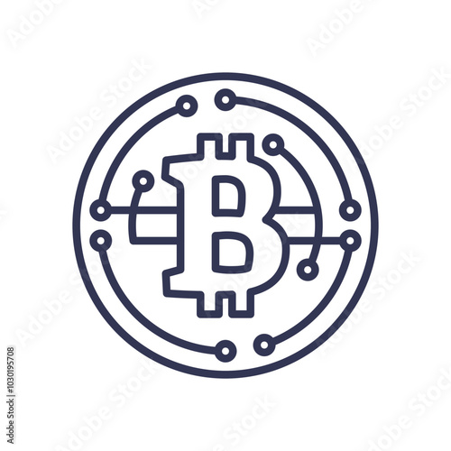Bitcoin symbol with circuit design, representing digital currency and blockchain technology.