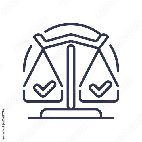 Scales with check marks symbolize fairness and balance.