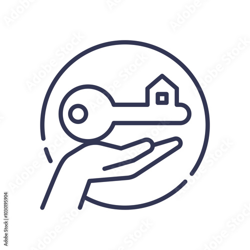 A hand holding a key with a house symbol, representing security and assurance.
