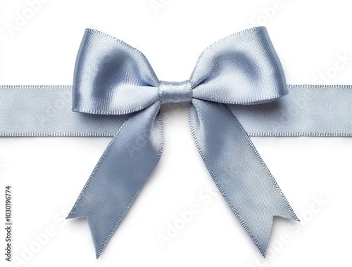 Ribbon bow with tails tied in a decorative knot for gift wrapping and crafts, cut out - stock image.