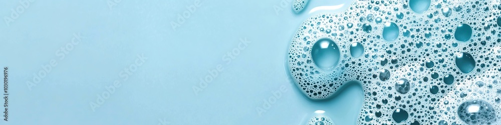 Creative Design Featuring Irregular Foam Background with Light Blue Water Surface, Capturing the Essence of Clean Beauty in a Magazine Advertisement Style, High Resolution and Professional Color Gradi Creative Design Featuring Irregular Foam Background with Light Blue Water Surface, Capturing the Essence of Clean Beauty in a Magazine Advertisement Style, High Resolution and Professional Color Gradi