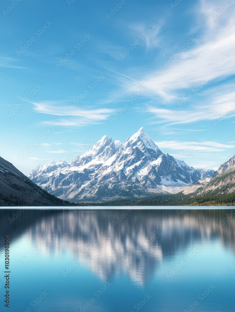 Serene Lake with Majestic Mountain Reflection Serene Lake with Majestic Mountain Reflection