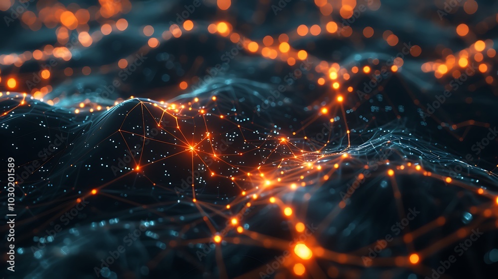 Obraz premium Abstract technology network red and blue lights