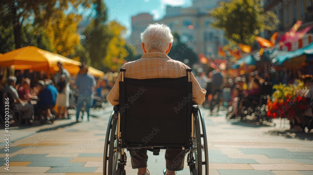 Obraz premium An elderly person in a wheelchair attending a cultural event, fully engaged and enjoying the performances.
