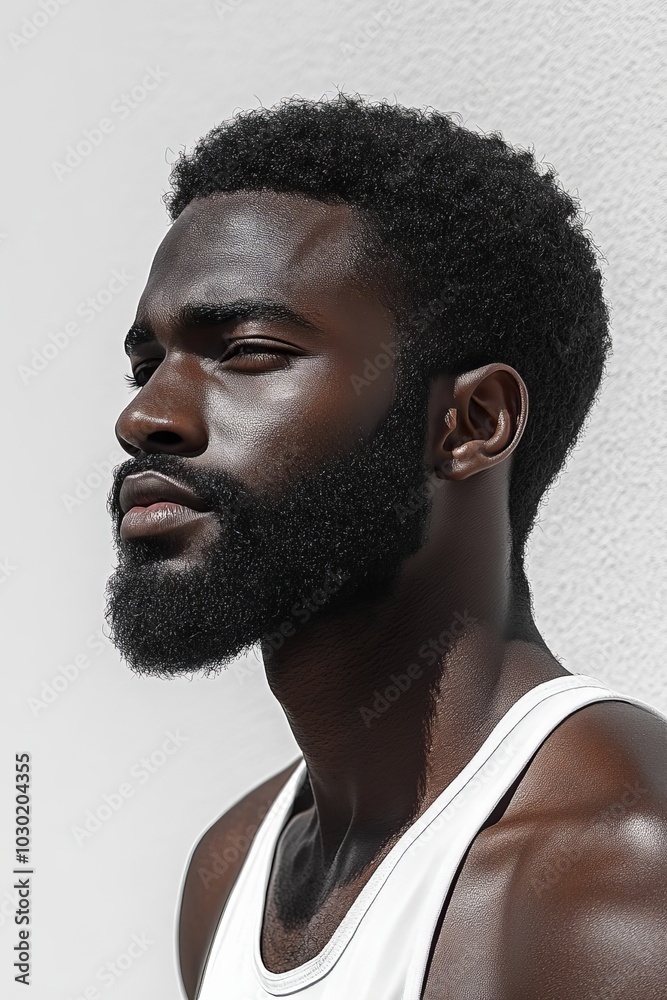 Obraz premium The hairstyle of an African American male fashion model is modern