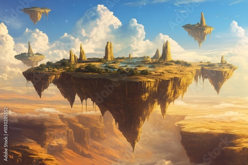 desert mirage of floating islands photo