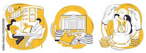 Investment vector illustration. Economic progress is journey embarked upon with compass strategic investment The currency financial success circulates through arteries wise investment