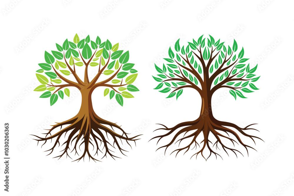 Fototapeta premium Tree Roots vector illustration, Tree Roots vector 