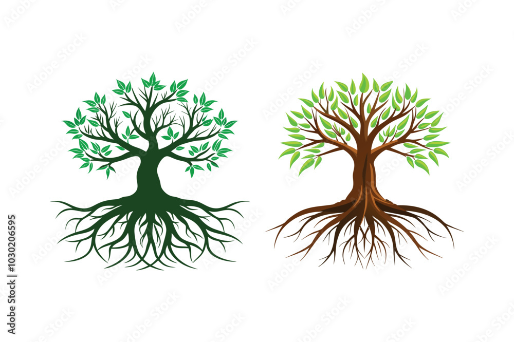 Obraz premium Tree Roots vector illustration, Tree Roots vector 
