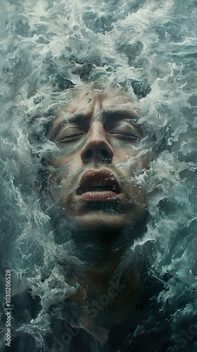 Submerged in a Sea of Emotions: A Surreal Exploration of Inner Turmoil