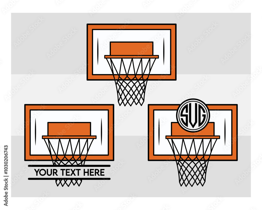 Basketball Hoop SVG Silhouette Bundle, Basketball Hoop Silhouette, basketball Net, Sports Svg, Basketball Hoop With Ball, Ball Svg, Basketball Png, Basketball Svg Images, Cut Files