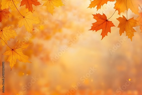 Autumnal Elegance Warm Maple Leaf Textures Against Blurred Orange Gradient