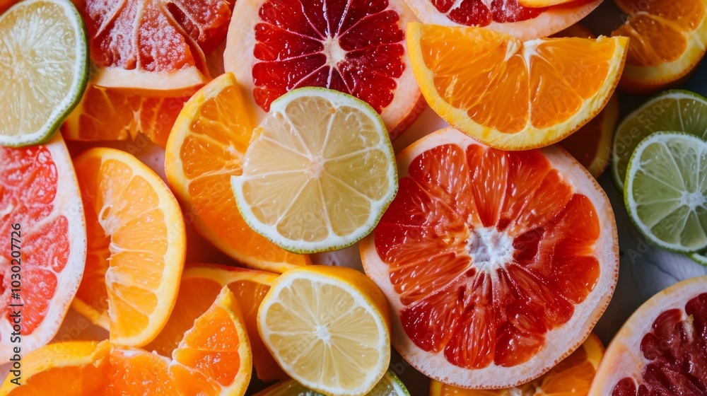 Fruit Palette: Vibrant Slices on a White Plastic Canvas - Fruit Palette: Vibrant Slices on a White Plastic Canvas -