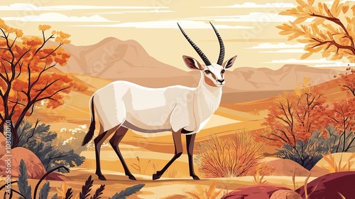 White Oryx in the Desert Landscape photo