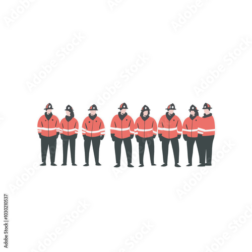 group of firefighters vector illustration