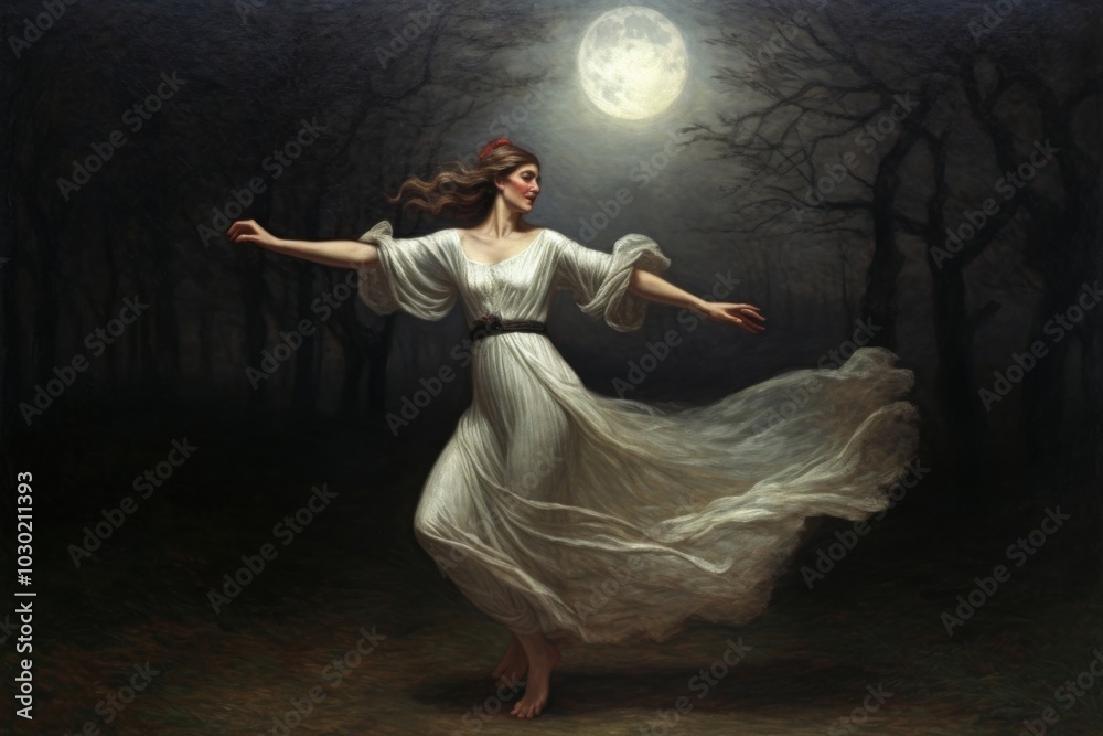 Fototapeta premium Dancing night moon astronomy.