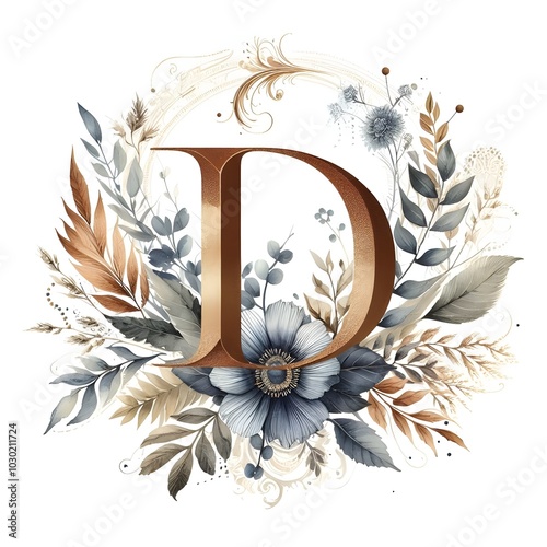 Monogram water color image to depict 'D'