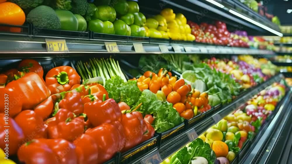 Fresh Produce Aisle in Supermarket, 4K Ultra HD footage Perfect for Professional Projects, tech presentations, product showcases and professional digital content. Fresh Produce Aisle in Supermarket, 4K Ultra HD footage Perfect for Professional Projects, tech presentations, product showcases and professional digital content.