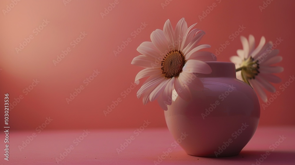 Daisy in a Pink Background Vase - a charming and delicate visual. The daisy in a vase set against a pink background creates a soft and elegant scene. Daisy in a Pink Background Vase - a charming and delicate visual. The daisy in a vase set against a pink background creates a soft and elegant scene.