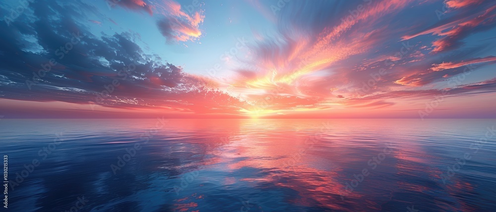 Serene Twilight Sky Over Deep Blue Ocean Serene Twilight Sky Over Deep Blue Ocean