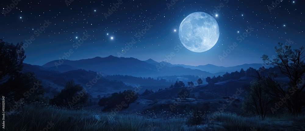 Full Moon Over a Serene Night Sky Full Moon Over a Serene Night Sky