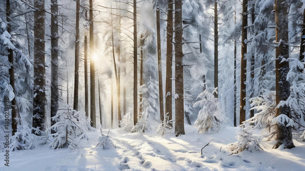 Fototapeta premium Winter Forest Wonderland
