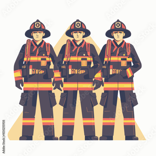 group of firefighters vector illustration