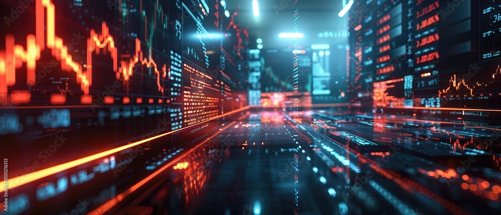 Fototapeta premium Holographic Market Analysis in