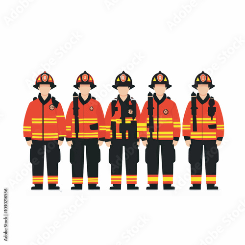 group of firefighters vector illustration