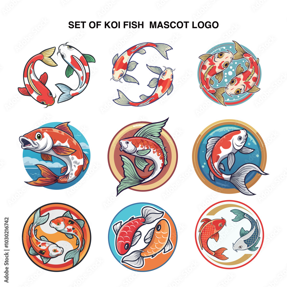 Fototapeta premium set of Koi fish esport mascot logo