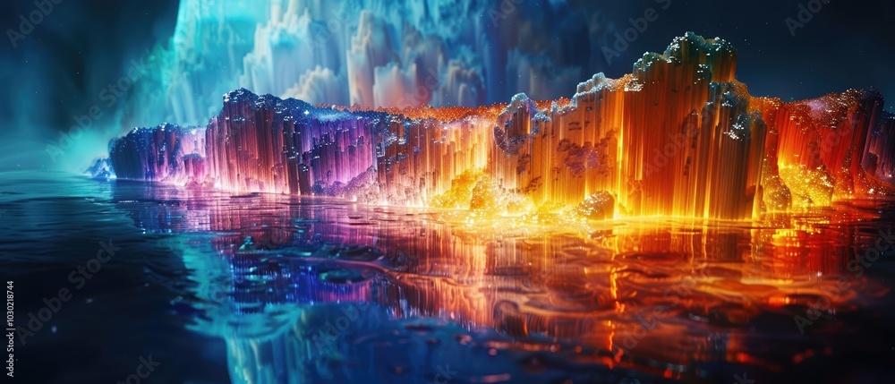 Fototapeta premium Colorful Dynamic Holographic Display Background