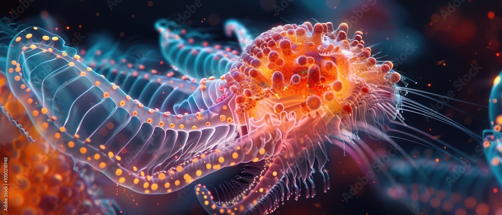 Detailed Hologram of Protozoa in Vibrant Colors Detailed Hologram of Protozoa in Vibrant Colors