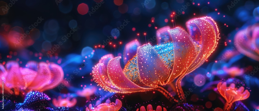 Fototapeta premium Colorful Hologram of Fungal Spore in Nature