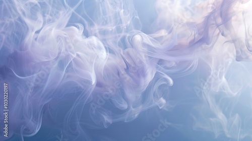 Smoke Rising Against a Blue and White Background with Soft Purple Light