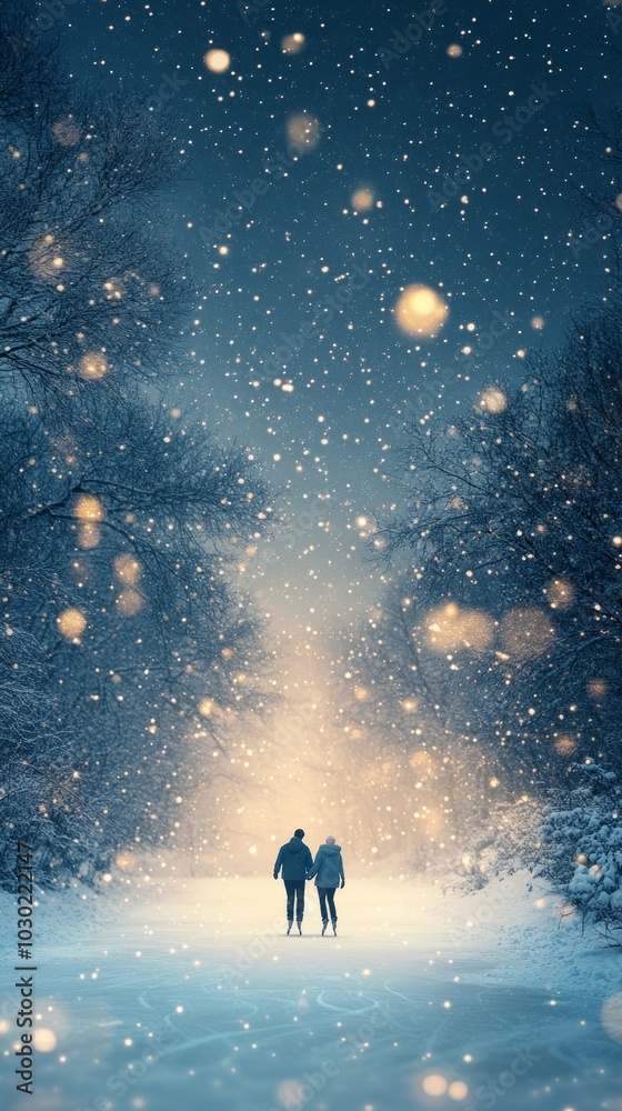 Fototapeta premium Skating Under the Stars, Ice skating