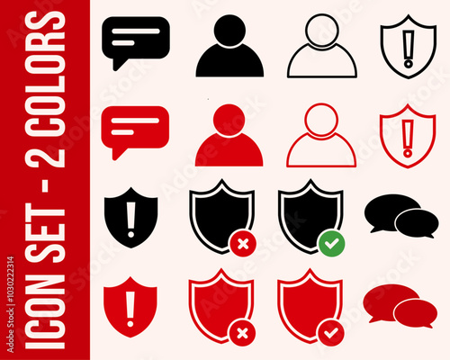 Ensemble d'icônes, protection informatique, antivirus, IT, conversation confidentielle, illustration vectorielle