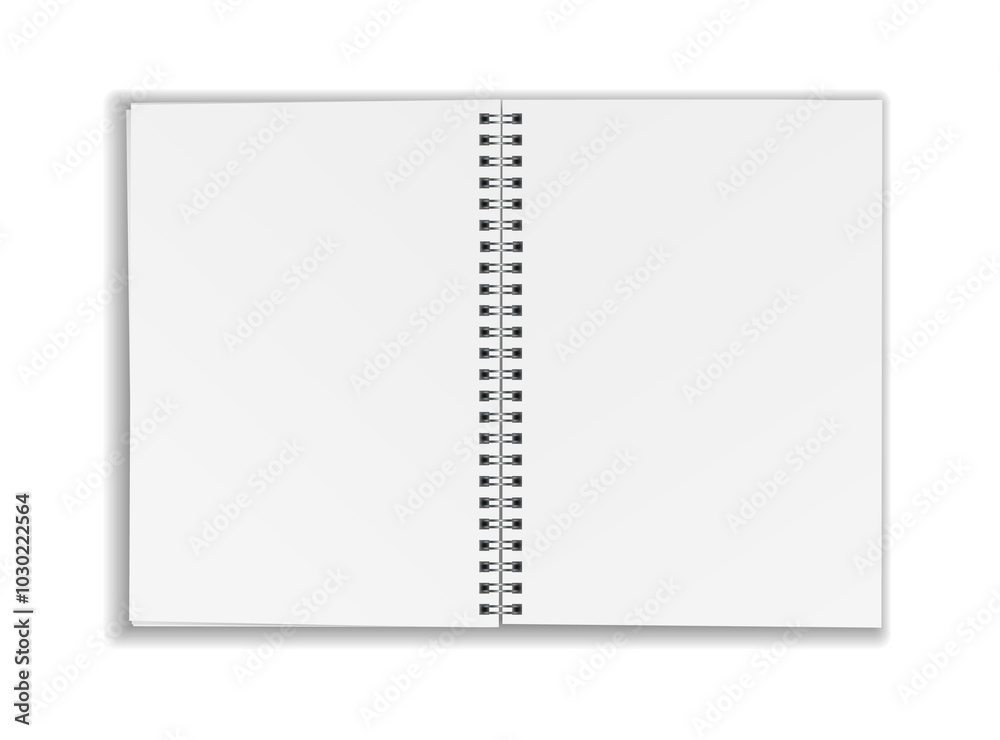 Vector realistic empty open notebook mock up on grey background Vector realistic empty open notebook mock up on grey background
